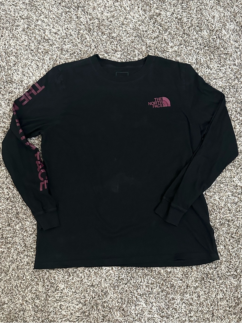 The North Face Black Long-Sleeve Tee with Pink Logo